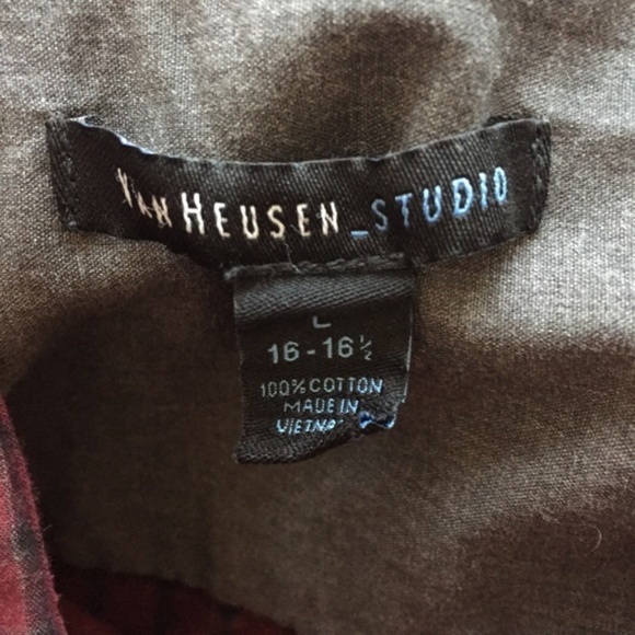 Van Heusen Studio Slim Fit Plaid Button-Up Shirt – Casual Workwear, Size Large - Picture 3 of 5